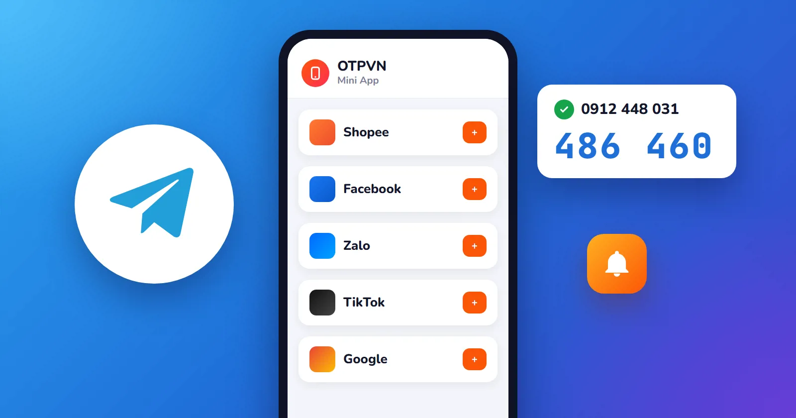 App thuê số điện thoại nhận OTP OTPVN trên Telegram